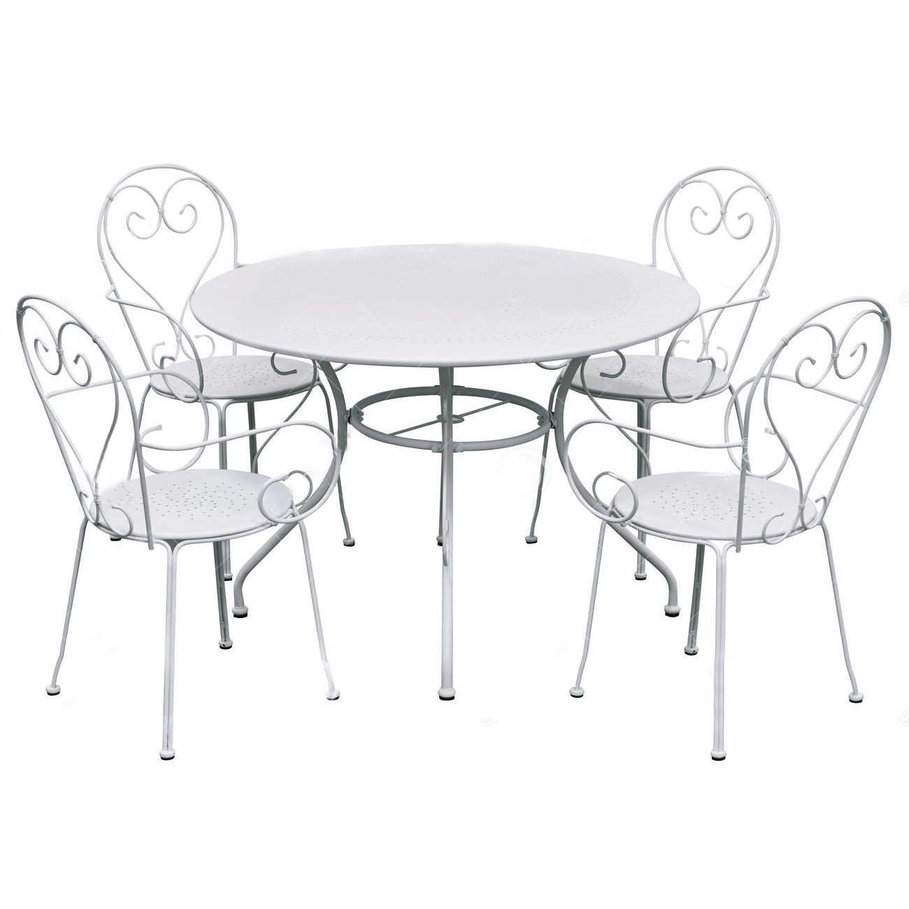 sedie e tavolo in ferro battuto bianco